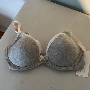 Gilligan & O'Malley Heather Gray Bra with Cream Lace